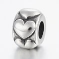 thumbnail image 2 of 10pcs 304 Stainless Steel European Beads Large Hole Beads Rondelle with Heart Silver 10x7mm Hole: 5mm, 2 of 3
