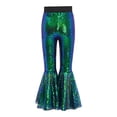 thumbnail image 6 of Miutii Kids Girls Jazz Dance Outfits Tulle Ruffle Camisole Top with Bell-Bottom Pants Sequins Ballroom Dancewear Green 12, 6 of 7