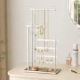thumbnail image 5 of NIFFGAFF Jewelry Holder Organizer Stand - Adjustable Tall 17.5" (Max), Sturdy Jewelry Hanger for Necklaces, Earrings, Bracelets, Rings, Jewlery Display and Storage, White, Metal, 5 of 7