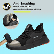 ulogu Anti-puncture Safety Toe Shoes for Men Women Waterproof Industrial Work Shoes Non-slip Steel Toe Shoes Construction Composite Toe Shoes (Men Size 8.5, Black)