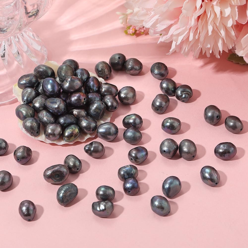 1 Box 100PCS Dark Blue Baroque Natural Pearl Beads with Holes Cultured Freshwater Irregular Spacer Summer Loose Pearls Bead Bulk
