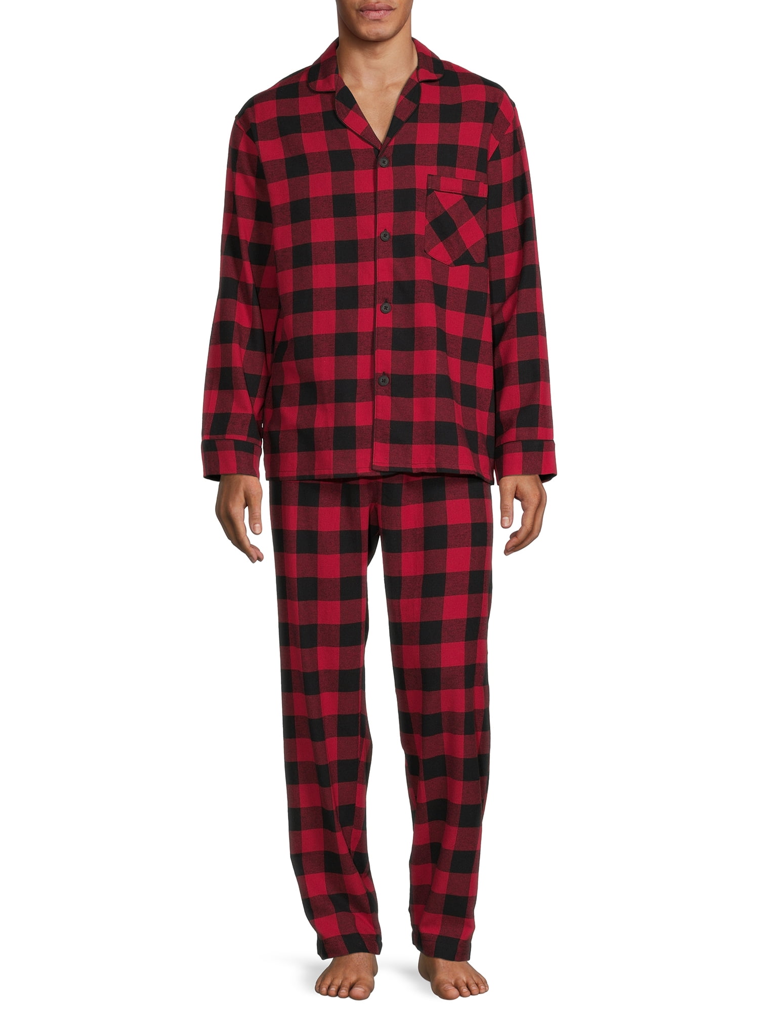 Hanes Men's and Big Men's Cotton Flannel Pajama Set, 2-Piece With Big & Tall Sizing