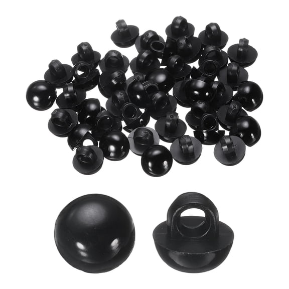 Uxcell 30pcs Plastic Buttons 0.35" Mushroom Domed Sewing Button with Shank, Black