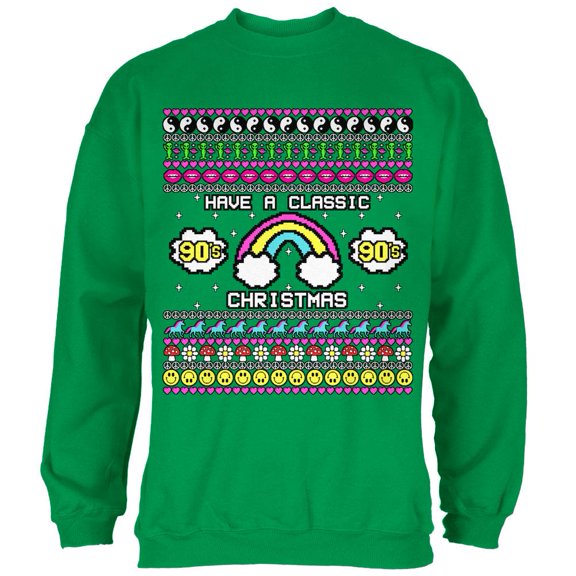 Retro 90s Nostalgia Classic Ugly Christmas Sweater Mens Sweatshirt Irish Green X-LG