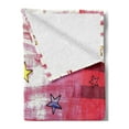 thumbnail image 2 of Retro Soft Flannel Fleece Throw Blanket, Little Luminous Stars over Grunge Retro Style Background Celestial Theme Art, Cozy Plush for Indoor and Outdoor Use, 50" x 60", Red Blue Yellow, by Ambesonne, 2 of 5