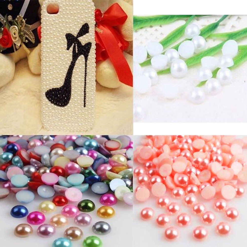 2000pcs 4mm Half Round Artificial Pearl Beads Flat Back Pearl for Craft