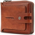 thumbnail image 1 of CHANPINCL Cartera de Cuero Genuino para Hombre con RFID y Zíper, Gran Capacidad para Licenciar el Conducir, Bolsillo Multifuncional para Monedas (Marrón Amarillento), 1 of 6