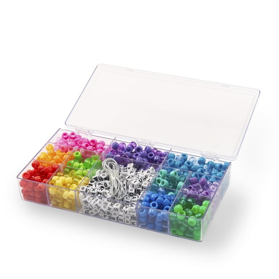 Alphabet & Pony Bead Box by Creatology - Plastic Beads for Making Jewelry - Charms - Key Chains - Friendship Bracelets - and Arts & Crafts - 1 Pack