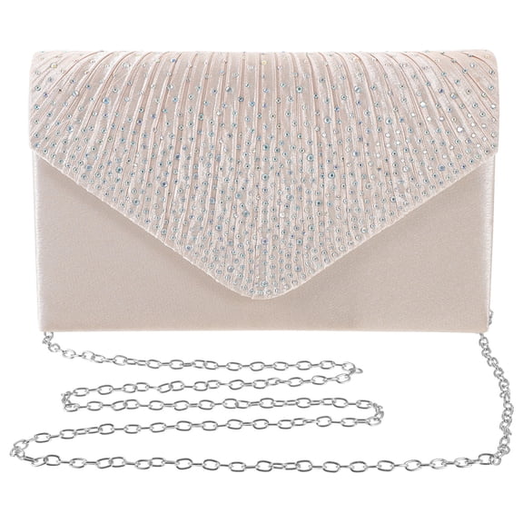 FELTECHELECTR Banquet Purse 1Pack Beige Polyester Rectangular Clutch for Weddings Parties and Evenings Women