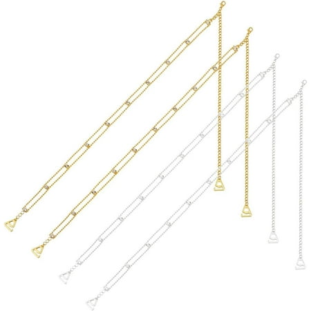 2 Pairs Rhinestone Bra Strap Golden & Silver Shoulder Strap Zinc Alloy Crystal Bra Belt Nonskid Lingerie Straps Chain Adjustable Bra Straps Replacement for Women Girls Strapless Dress