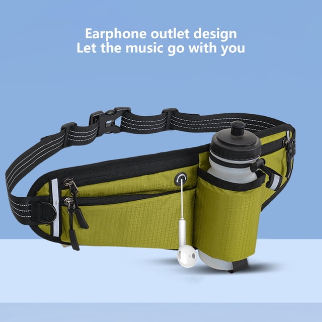 Sac Banane de Course, Ceinture d'Hydratation Réglable avec Porte-Bouteille Pliable, Pochette Résistante à l'Eau, Poche Zippée Multifonctionnelle Sangle Réglable Sac Banane Résistant à l'Eau