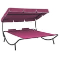 thumbnail image 1 of vidaXL Outdoor Lounge Bed with Canopy and Pillows Pink, 1 of 5