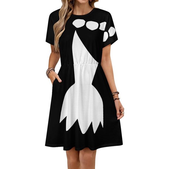 Wilma Flintstones Dress Fashion Beach Short Sleeve Dresses Female Party Printed Sundress