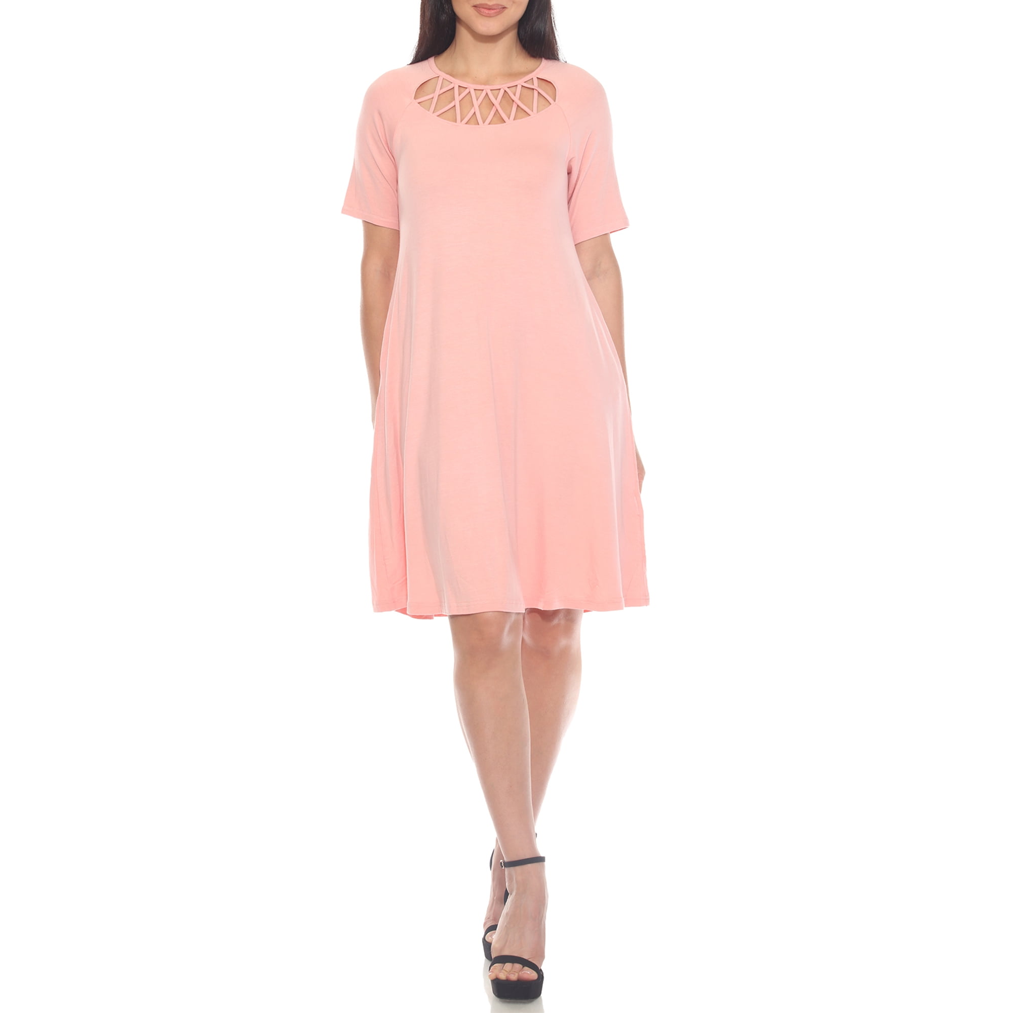 White Mark Short Sleeve Criss-Cross Neck A-Line Dress, Women's, S-XL -  Walmart.ca