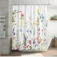 thumbnail image 3 of Extra Long Colorful Floral Butterfly Shower Curtain 72 x 84 Inch, Botanical Flower Shower Curtain for Bathroom Decor, Waterproof Fabric Wildflower Shower Curtain with Hooks, 3 of 6