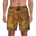 thumbnail image 2 of Picia Vintage Map pattern Mens Swim Trunks with Compression Liner Stretch Beach Shorts Quick Dry with Zipper Pockets No-Chafing Board Shorts-X-Large, 2 of 9