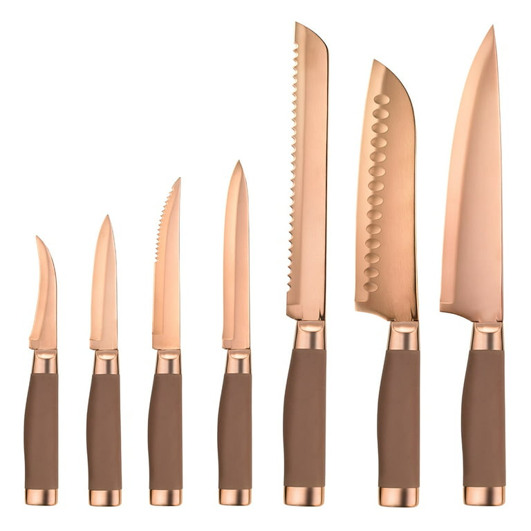 7 Piece Rose Gold Knife Set - Kitchen Envy