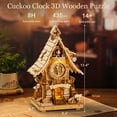 thumbnail image 6 of ROBOTIME Cuckoo Clock Wooden 3D Puzzle, DIY Mechanical Bird House Model Craft Kit with Music, Creative Toys Building Set for Home Decor, Gifts for Teens Adults(Nature Tree Color), 6 of 9