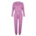 thumbnail image 4 of Women's Long Sleeve Outfit Set - Color Block Patchwork Top & Wide Leg Pants - Casual Linen Blend, Elastic Waist, Multiple Sizes, 4 of 4