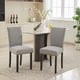 thumbnail image 1 of Set of 2 light gris nailhead fabric dining sillas con forrado seat y negra solid wood legs para kitchen use, 1 of 8