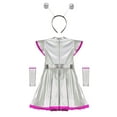 thumbnail image 4 of Moggemol Tenue Alien pour Filles Robe en Tulle Espace avec Manches et Cerceau Ensemble Masque Fête Déguisement Rose 6, 4 of 7