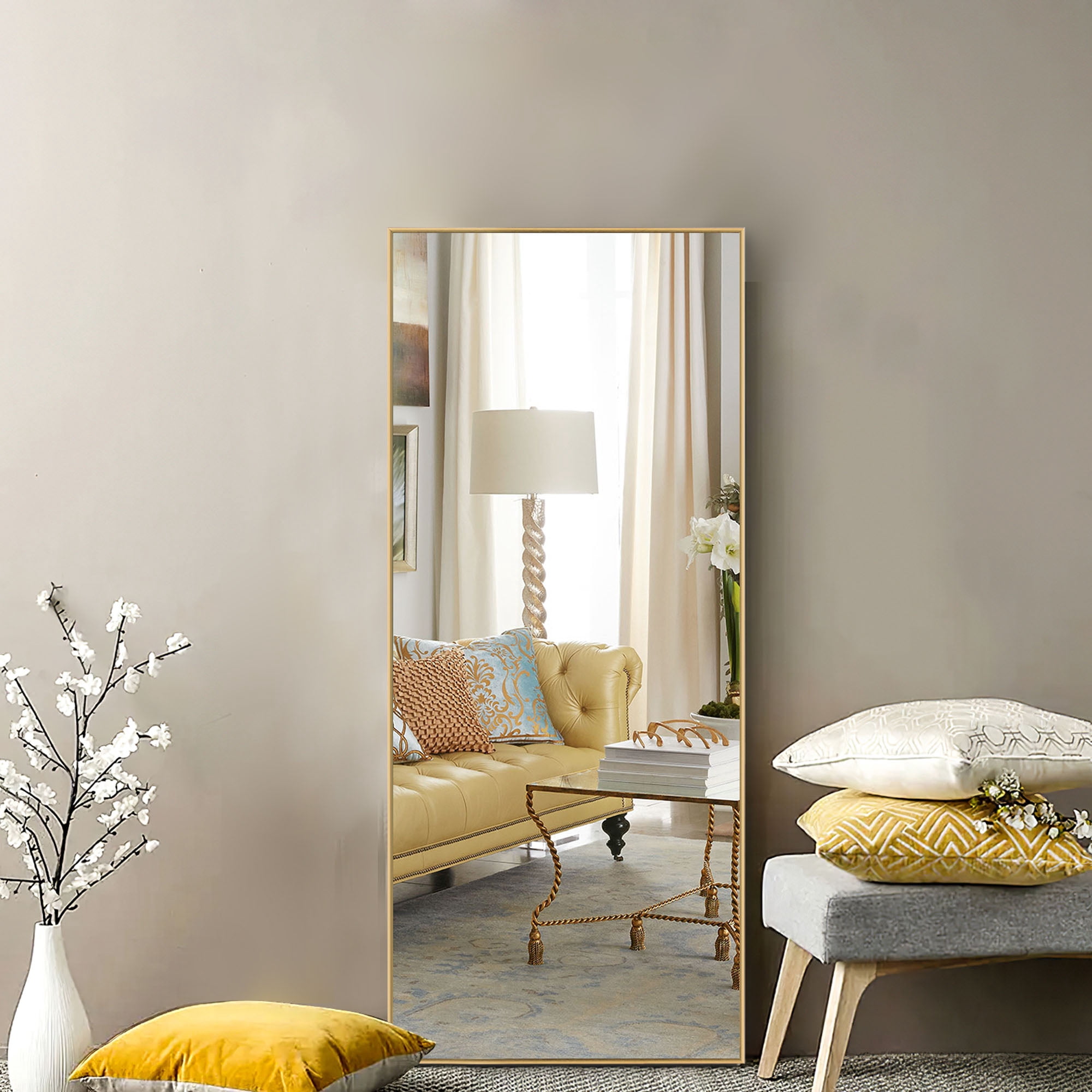 21 in x 47 in Gold Modern Full Length Mirror
