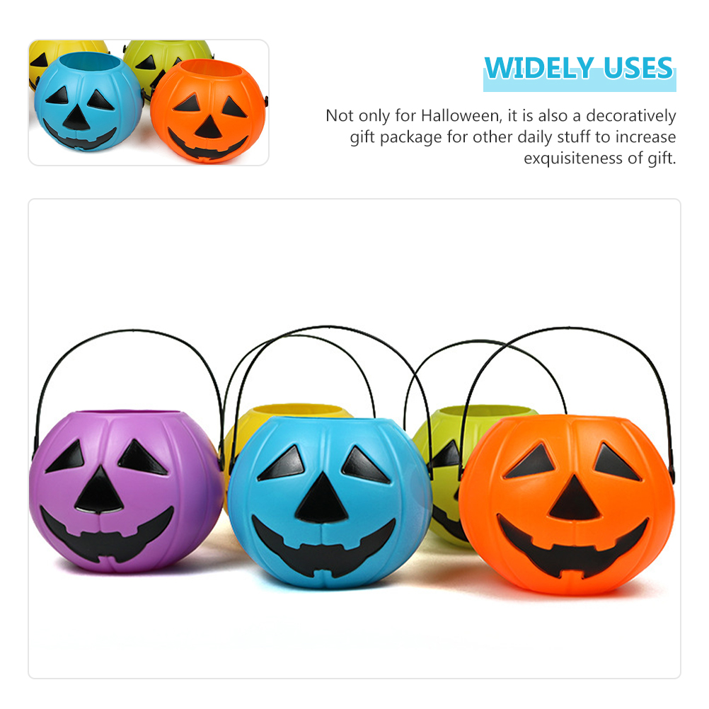 2pcs Halloween Pumpkin Bucket Pumpkin Candy Holder Plastic Pumpkin