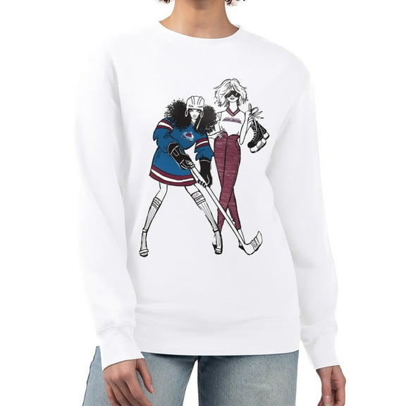 Women's G-III 4Her by Carl Banks  White Colorado Avalanche Hockey Girls Team Graphic Fleece Pullover Sweatshirt