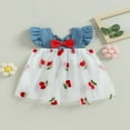 thumbnail image 4 of Robe de Princesse pour Bébé Fille, Robe Patchwork à Broderie de Cerises, 4 of 9