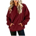 thumbnail image 2 of Women's Oversized Corduroy Hoodie, Long Sleeve Pullover Sweatshirt with Kangaroo Pocket, Casual Fall Winter Top | CSEONE,Wine 2XL, 2 of 7