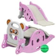 thumbnail image 2 of 4-in-1 Kids Slide Rocking Toy, Convertible Indoor/Outdoor Playset with Basketball Hoop for Toddlers Age 1-6, Pink or Green, 2 of 8