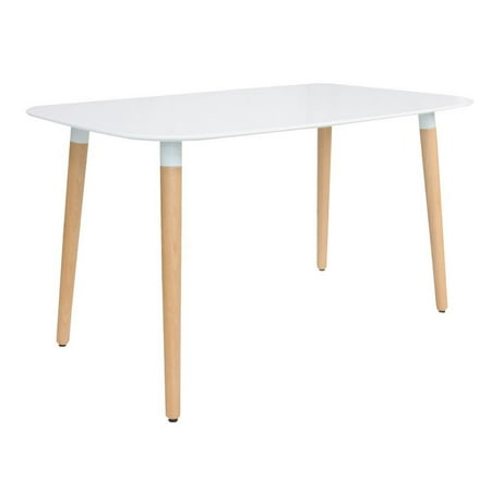 Modern Style Dining Table with Wooden Legs- MDF Fiberboard Top 47