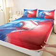 thumbnail image 5 of Manfei Sports Baseball Bed Sheets, Watercolor Splash Full Size Sheets, Royal Blue Red White 4pcs(1 Flat Sheet, 1 Fitted Sheet and 2 Pillowcases), 5 of 6