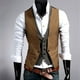 thumbnail image 3 of Chaleco de dos piezas ajustado para hombre, chaleco de negocios a cuadros a la moda para hombre, 3 of 3