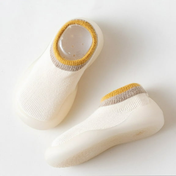 CUZIBR Baby Toddler Girl Shoes Cartoon Print First Walking Booties Rubber Sole Non Slipper Soft Floor Shoes Breathable Lightweight Knitted Summer Footwear Cute Slippers Socks,Beige,0-6 Months