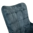 thumbnail image 3 of CorLiving Charlotte Winged Back Velvet Indoor Accent Chair with Stool and Metal Legs, 3 of 9