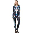 thumbnail image 5 of Notus Skeleton Bodysuits for Halloween Women's Sexy Skeleton Costume Cosplay Bodysuit Outfit Zip Up Jumpsuit Iridescent L, 5 of 7