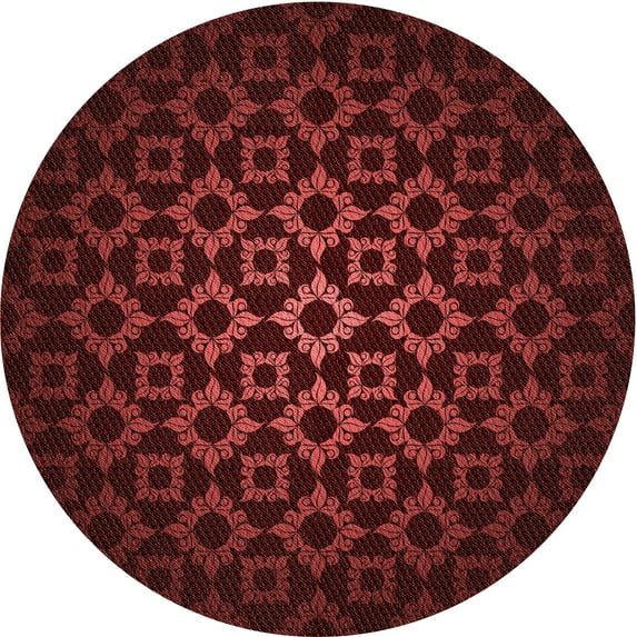 Ahgly Company Machine Washable Indoor Round Transitional Red Area Rugs, 6' Round