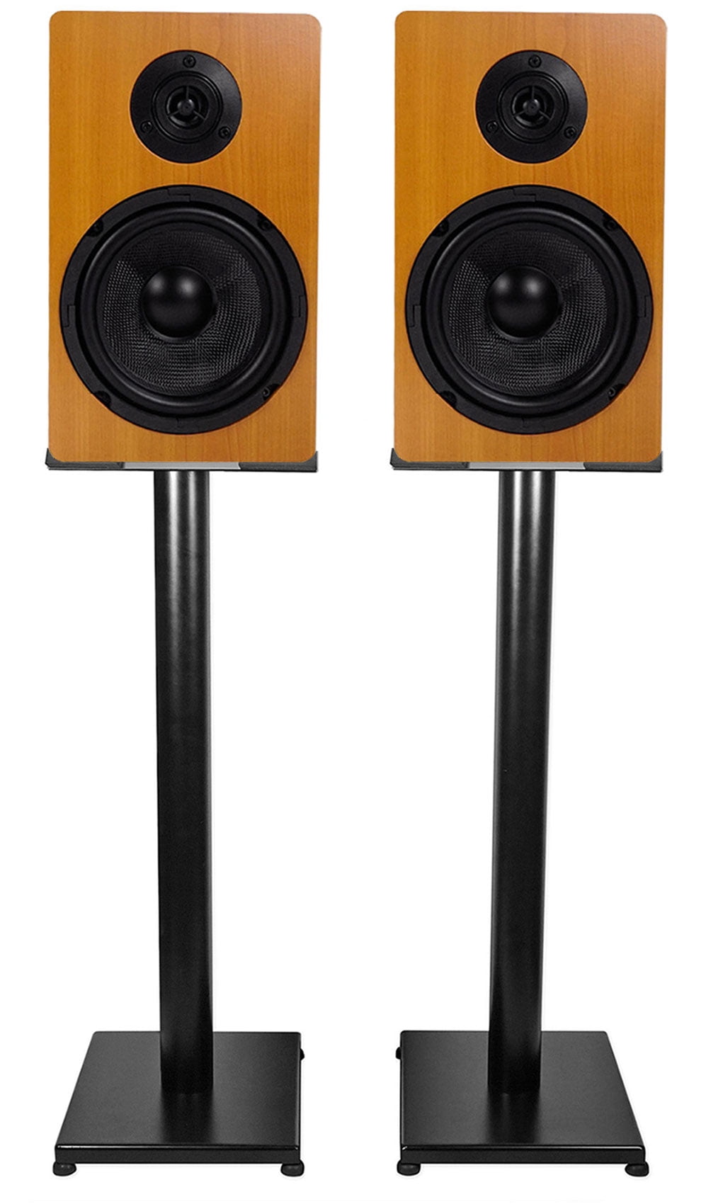 Pair Rockville RockShelf 64C Classic 6.5" Home Bookshelf Speakers w/29" Stands