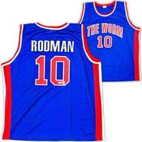 Detroit Pistons Dennis Rodman Autographed Blue Jersey JSA 215742