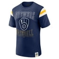 thumbnail image 2 of Men's Darius Rucker Collection by Fanatics Navy Milwaukee Brewers Distressed Sleeve Stripe T-Shirt, 2 of 6