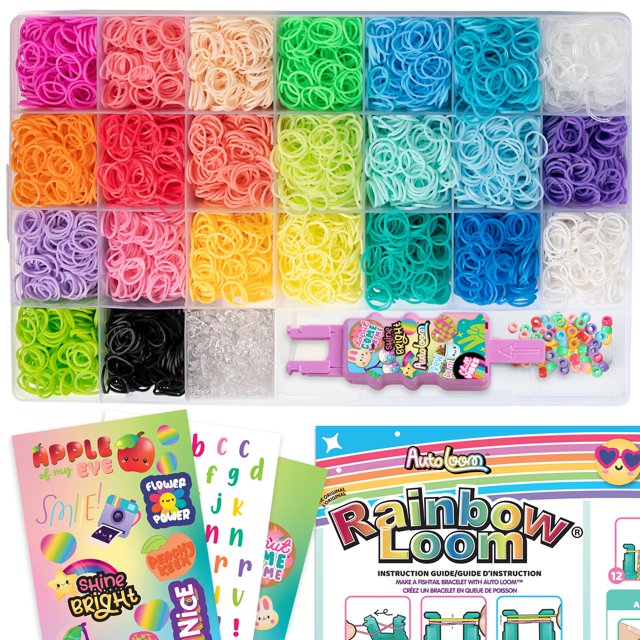 Kit Rainbow Loom AutoLoom con 9000 bandas, cuentas y stickers