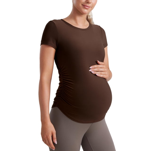 Remera CRZ YOGA Cloudweight Maternidad Café Marrón Mediana