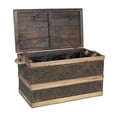 thumbnail image 5 of Household Essentials Decorative Trunk, Embossed Metal, Large, Chinese Fir Wood, Darkened Interior, Rope Handles, Flat and Fully Opening Lid, Handmade, Walnut and Almond Stain, 5 of 8