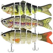 Fishing Lures for Bass Trout 3.9-inch Multi Jointed Swimbaits Slow Sinking Bionic Swimming Bass Lures Lifelike Fishing Lures for Freshwater Saltwater Fishing Lures Tackle Kits,3 Pack(Pack of 3-A)