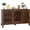 Walnut Brown, variant on FIAKOA 47" Farmhouse Buffet Cabinet with Storage, Nature Sideboard Cabinet with Grille-Striped Doors & Adjustable Shelf, Kitchen Coffee Bar Credenza for Dining Room