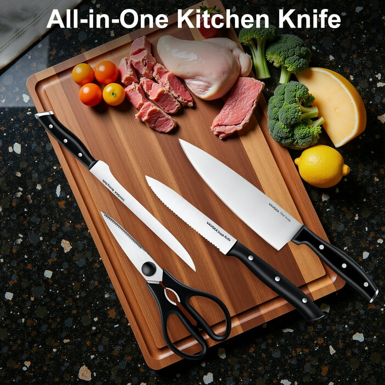 VAVSEA Kitchen Knife Set, 12Pcs German Stainless Steel Knife Block
