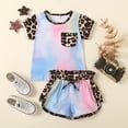 thumbnail image 2 of Gubotare Girls Tropical Outfit Toddler Girls Clothes Tie-Dye Summer Outfits Sets with Short Sleeve T-Shirt Top+Girls Shorts 2pcs Sets 4T 5T (Light Blue,4-5 Years), 2 of 9