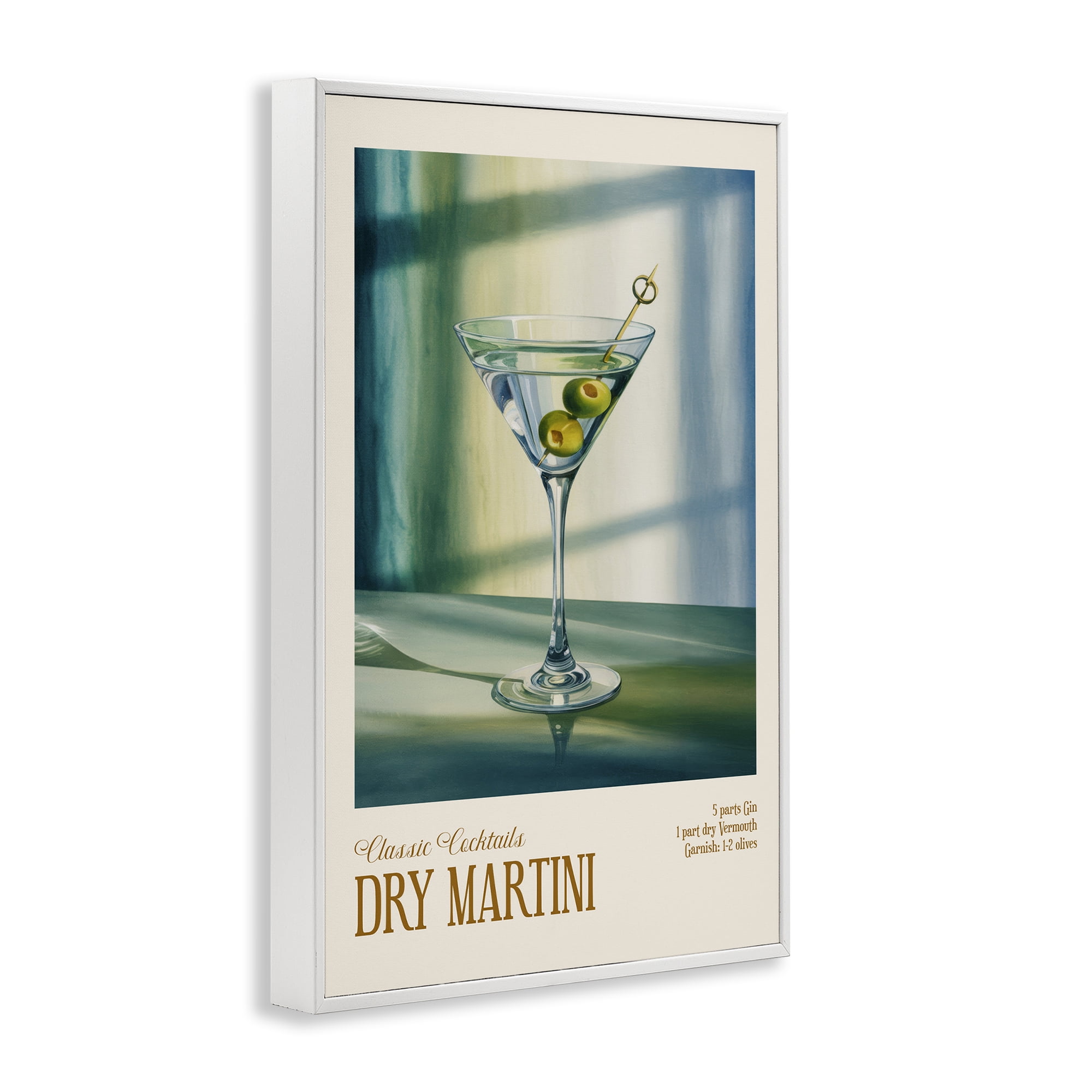 Stupell Industries Dry Martini on Surface White Framed Giclee Art, design by Andreas Magnusson