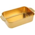 thumbnail image 1 of Plat Rectangulaire en Acier Inoxydable pour Rôtissoire Profonde 5 Tailles Grand Plat de Cuisson pour Poisson Plat de Service pour Four Grillade Dinde Casserole de Cuisson, Facile à Nettoyer et Lavable au Lave-Vaisselle (41cm, Or), 1 of 1
